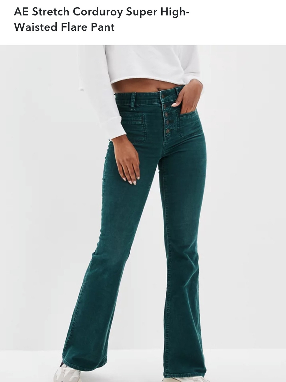 American Eagle Stretch Corduroy Super High-Rise Flare Pant Green